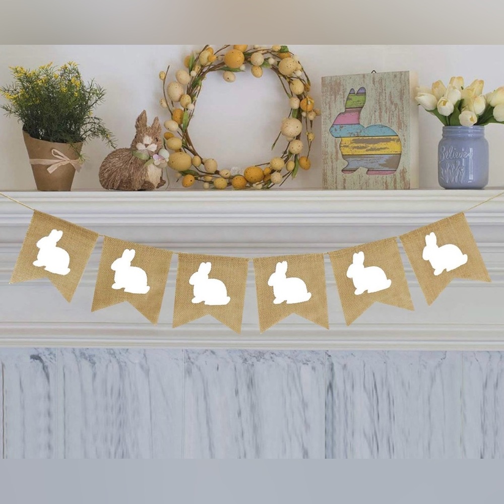 Bunny Burlap Garland Easter Baby Shower Nursery Decoration